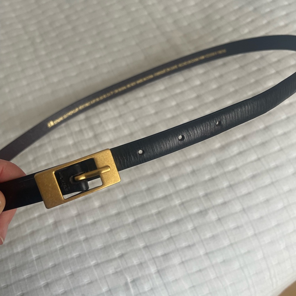 H&M Black Leather Belt with Gold Detail